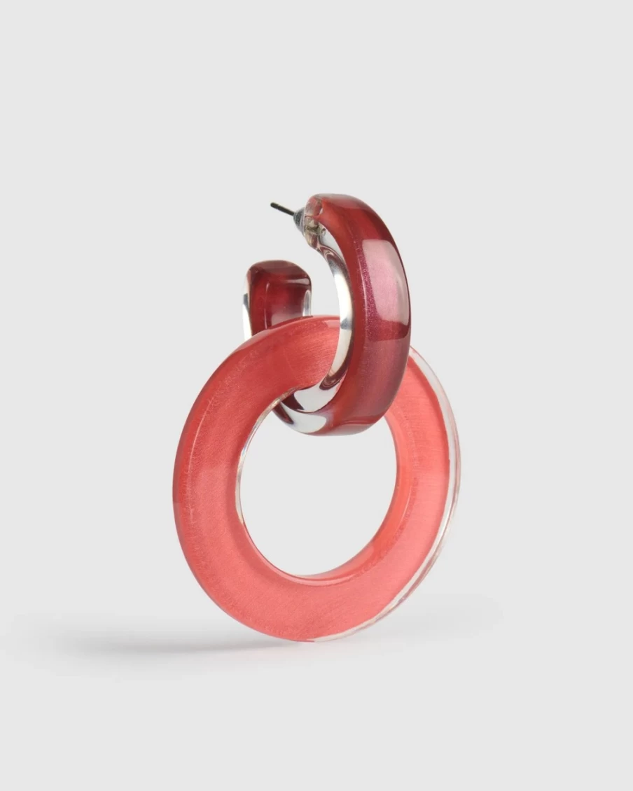 ALEMBIKA Women's Coral Circle Duet Earrings - Handmade Boho Chic Jewelry for Women
