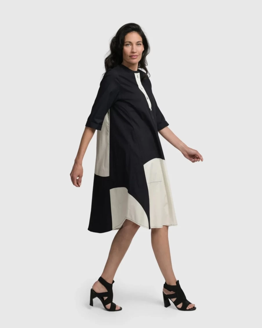 ALEMBIKA Women's Jenny Oversized Shift Dress in Monochrome Style