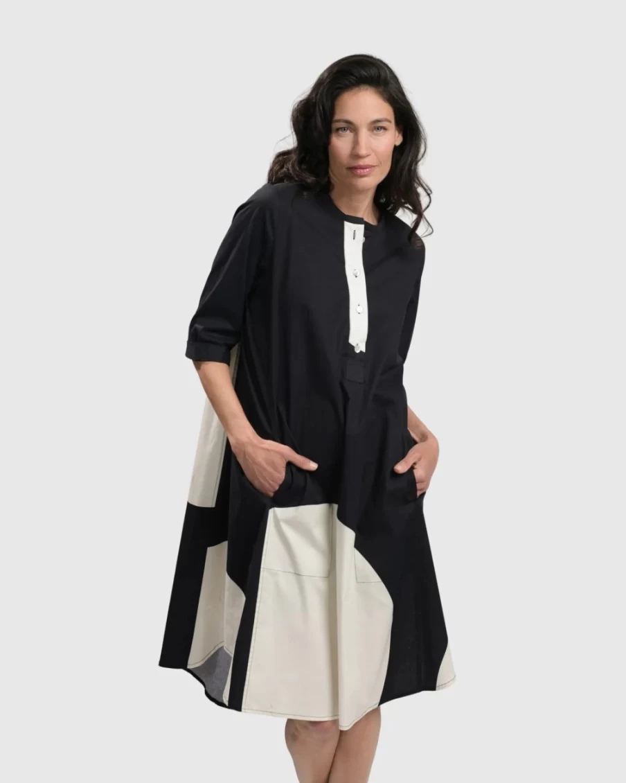 ALEMBIKA Women's Jenny Oversized Shift Dress in Monochrome Style