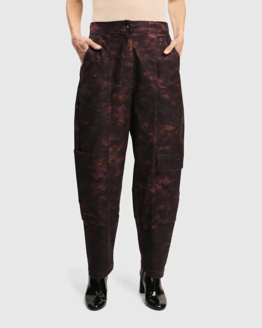 ALEMBIKA Women's Gig Pants With Pockets - Comfortable Wine Red Trousers for Work & Travel