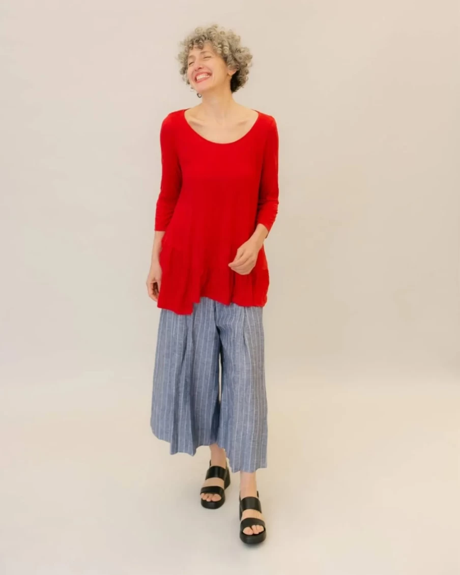 ALEMBIKA Women's Red Cara Crinkle Top - Stylish & Comfortable Blouse for Everyday Wear
