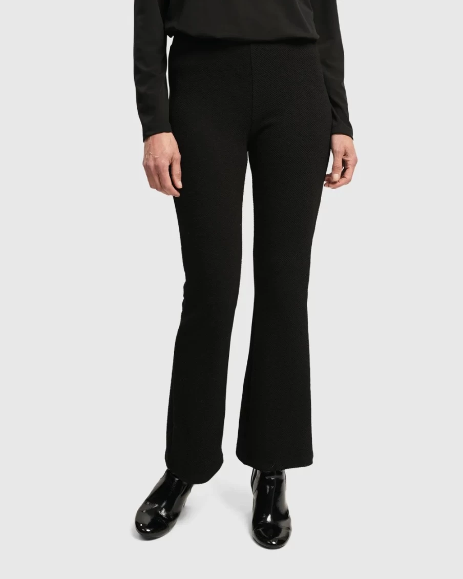 ALEMBIKA Women's Essential Toned Up Flare Pants - Black High Waisted Yoga Trousers for Comfort & Style