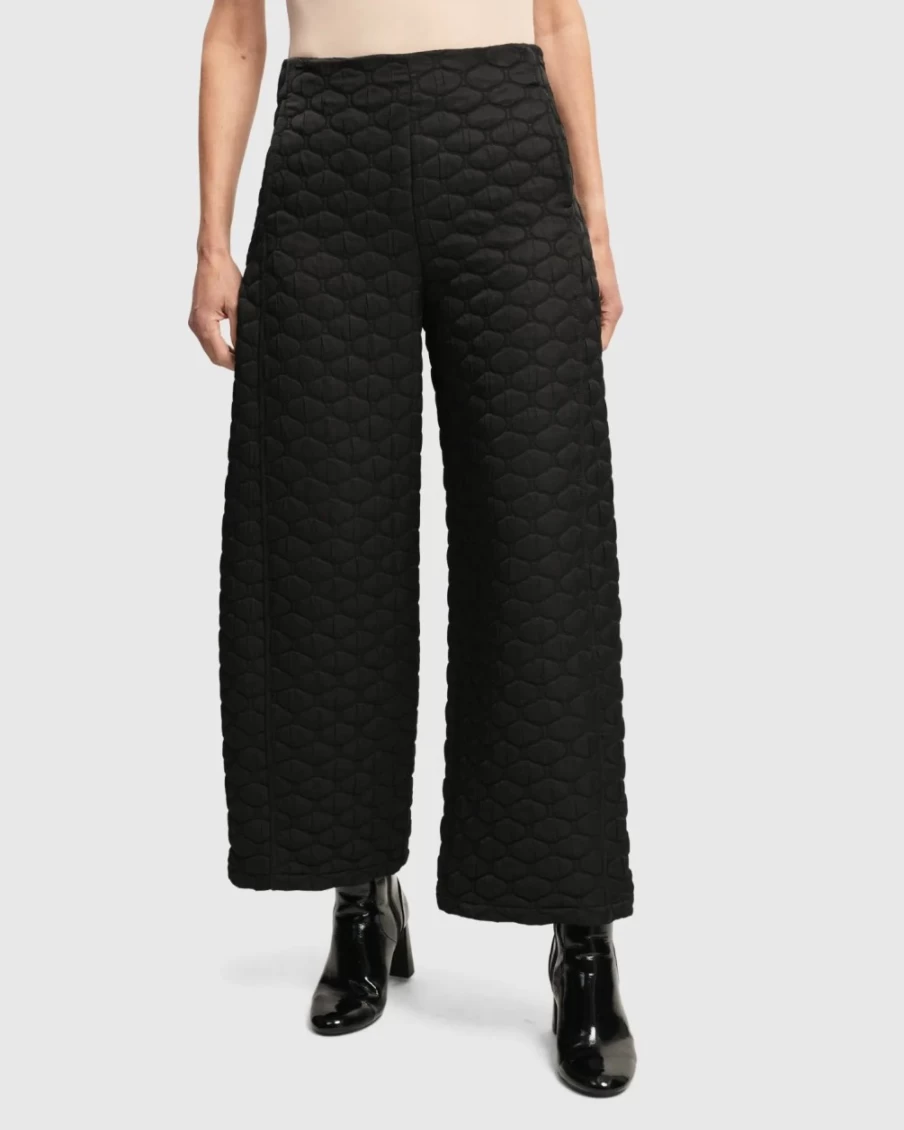 ALEMBIKA Women's Urban Soft Punk Culottes - Stylish Black High-Waisted Wide Leg Pants