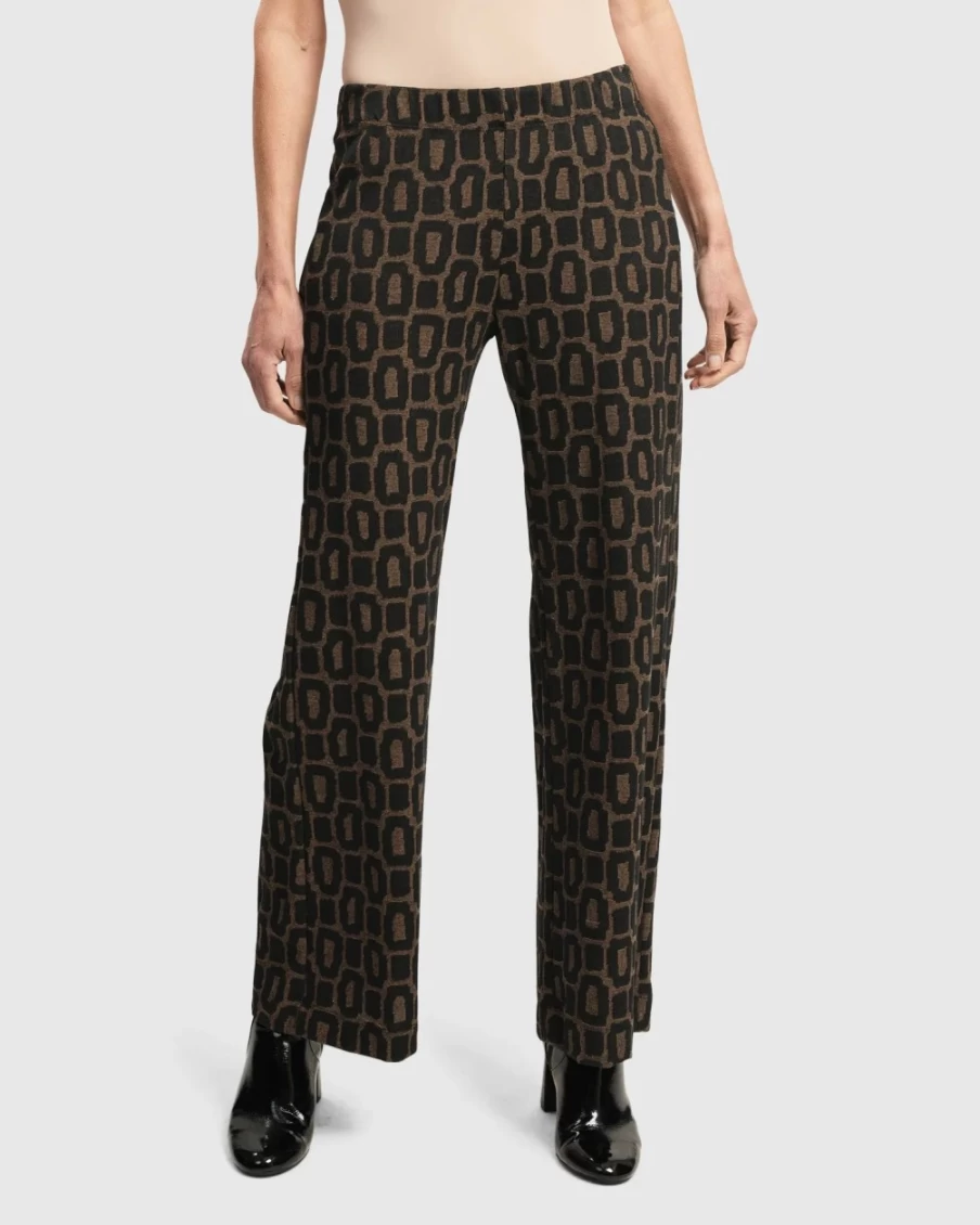 ALEMBIKA Women's Dynamite Days Flare Pants in Coffee - High Waisted Boho Chic Trousers