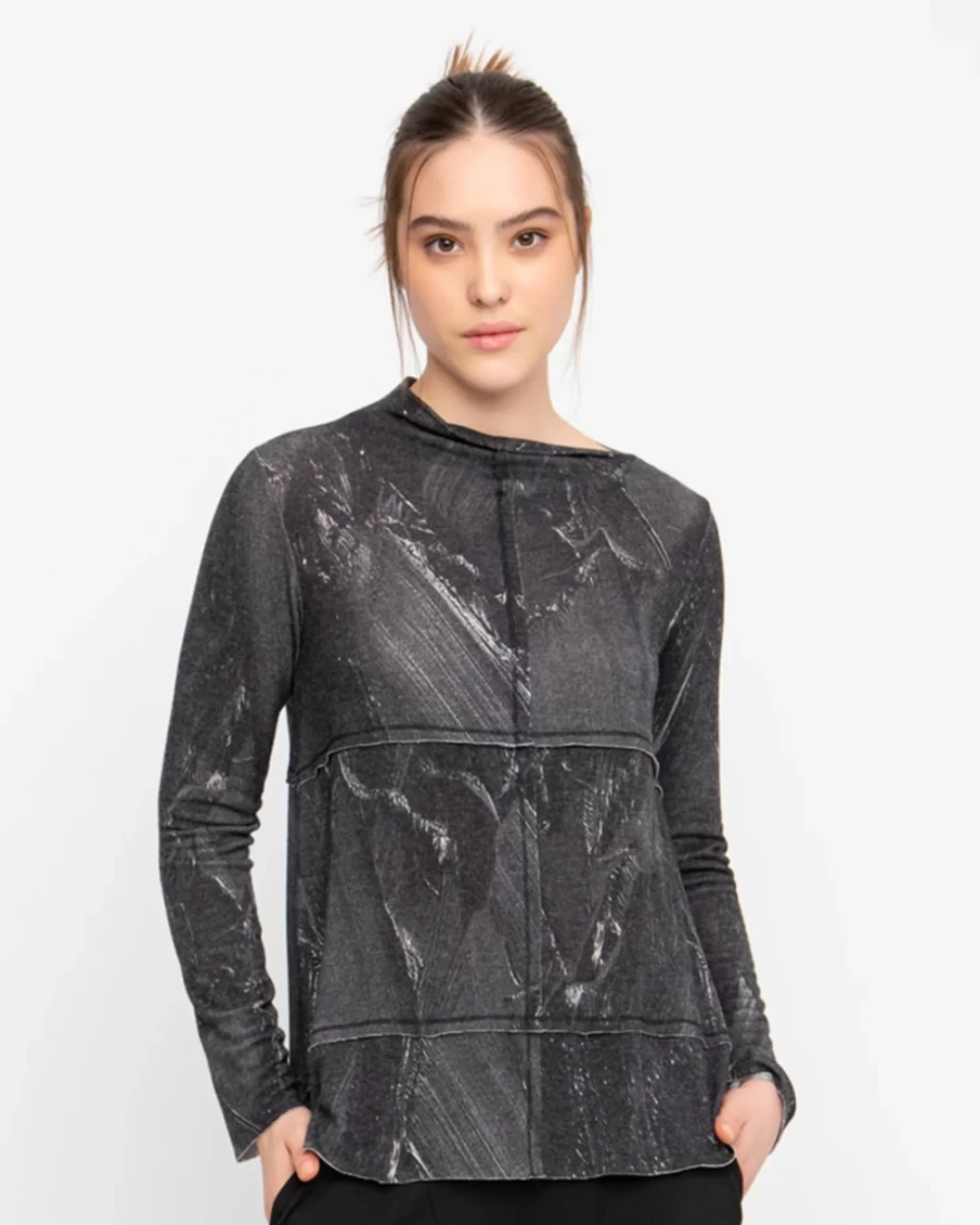 ALEMBIKA Women's Ozai N Ku Statuesque Top - Elegant Brush Design Blouse