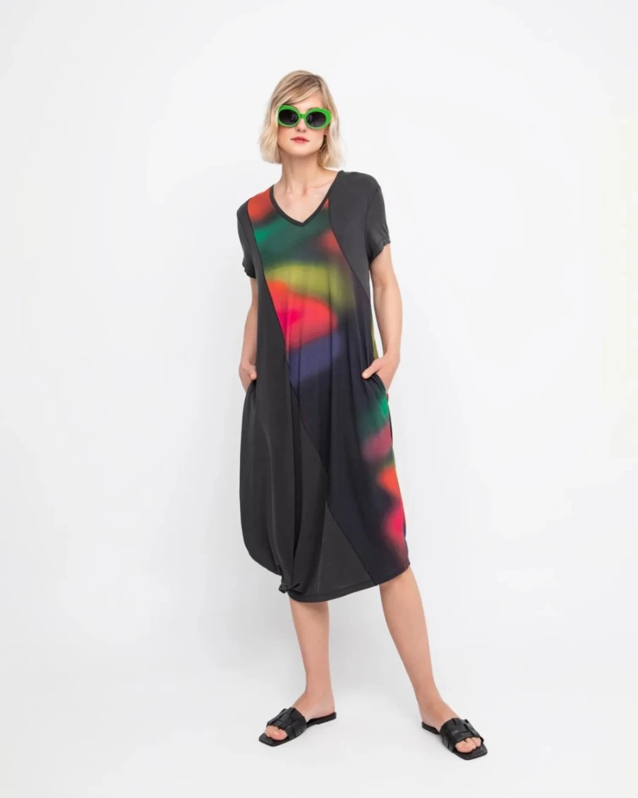 ALEMBIKA Women's Northern Lights V-Neck Dress - Ozai N Ku Boho Chic Style