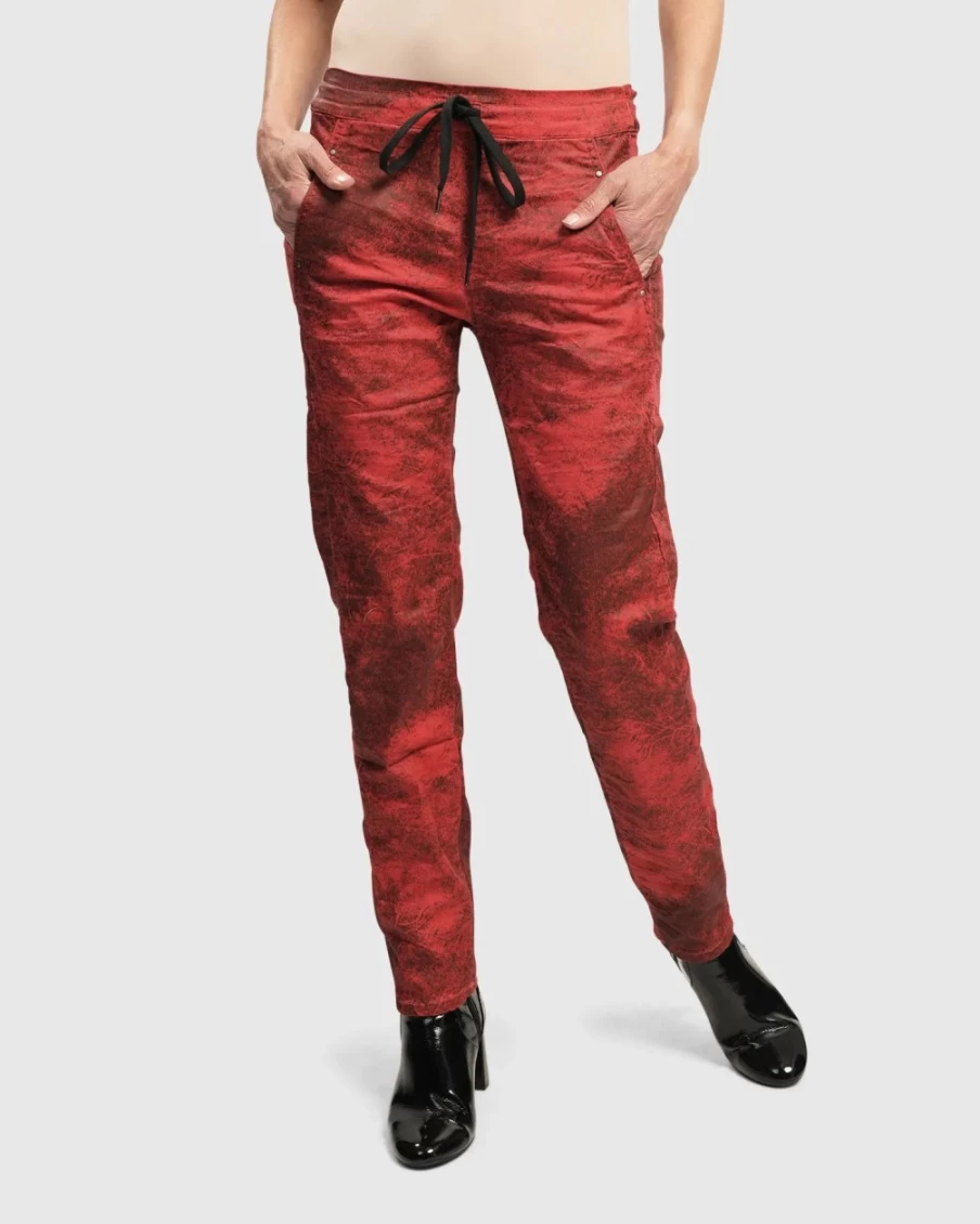 ALEMBIKA Women's Red Iconic Jeans - Stylish High-Waisted Denim Pants