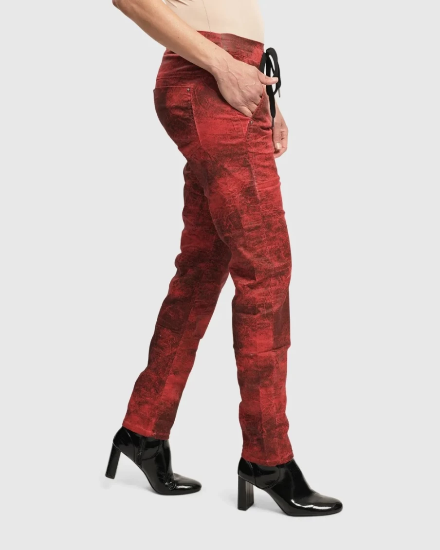 ALEMBIKA Women's Red Iconic Jeans - Stylish High-Waisted Denim Pants