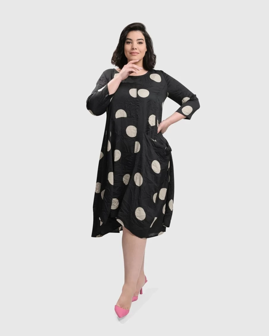 ALEMBIKA Women's Bold Dot Moon Print Dress - Elegant & Wonderful Design for Stylish Outfits