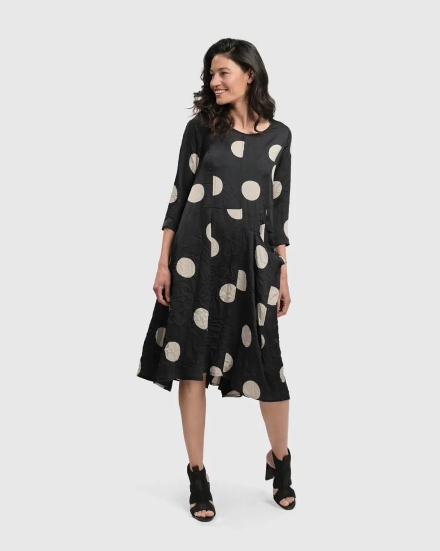 ALEMBIKA Women's Bold Dot Moon Print Dress - Elegant & Wonderful Design for Stylish Outfits