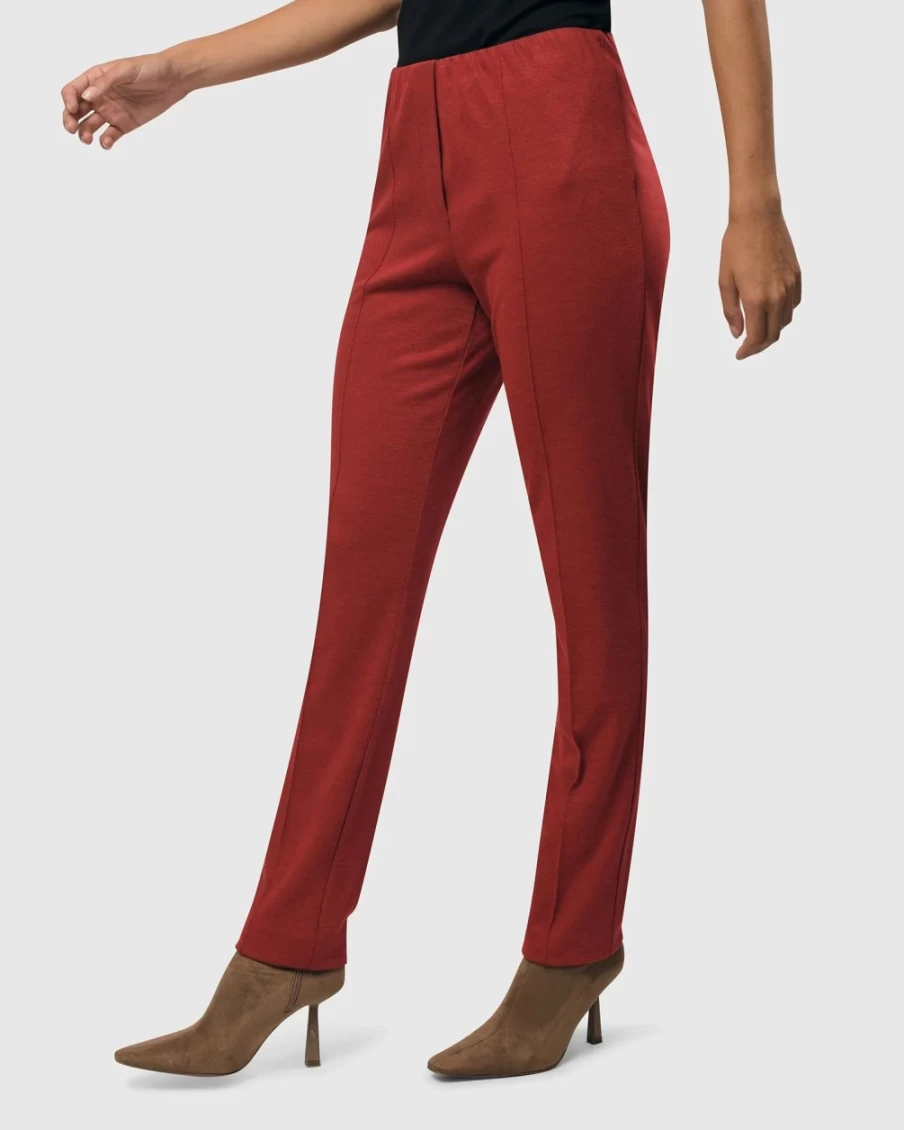 ALEMBIKA Women's Essential Slim Fit Pants in Red - Comfortable & Stylish Trousers