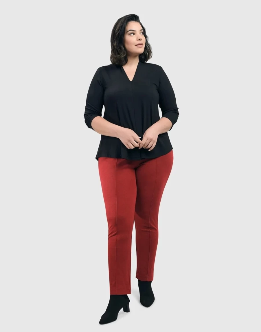ALEMBIKA Women's Essential Slim Fit Pants in Red - Comfortable & Stylish Trousers
