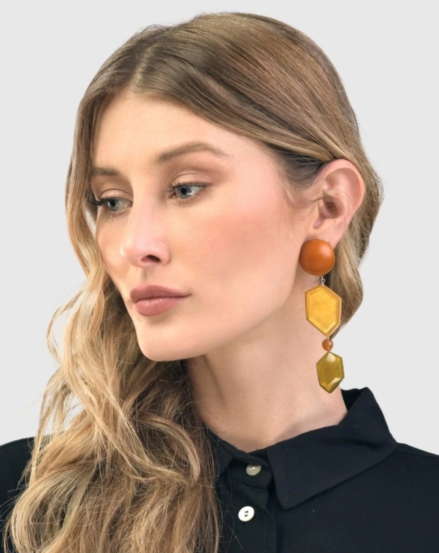 ALEMBIKA Women's Gold Multi Spice Drop Earrings – Bohemian Dangle Jewelry