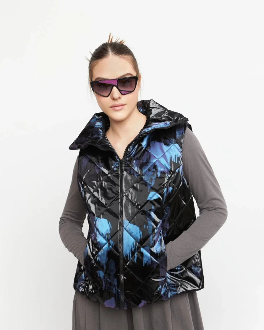 ALEMBIKA Women's Ozai N Ku Faux Puffer Vest - Black Winter Fashion Jacket