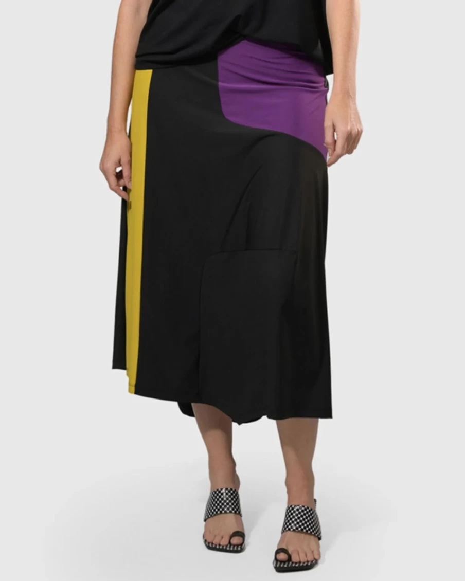 ALEMBIKA Women's Multi-Color Yellow Swing Maxi Skirt - Tekbika Flowy Boho Summer Skirt