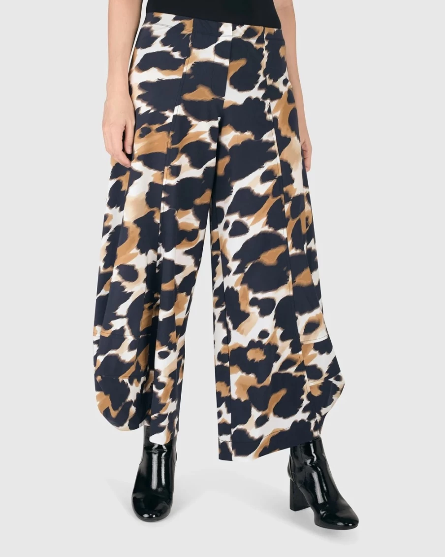 ALEMBIKA Women's Leopard Print Punto Pants - Stylish & Comfortable Multi-Pattern Trousers