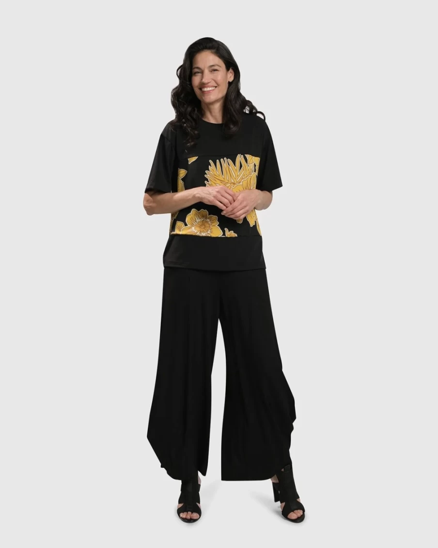ALEMBIKA Women's Gold Floral Boxy Top for Flower Girls