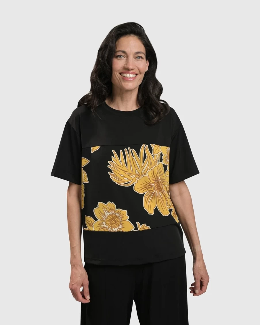 ALEMBIKA Women's Gold Floral Boxy Top for Flower Girls