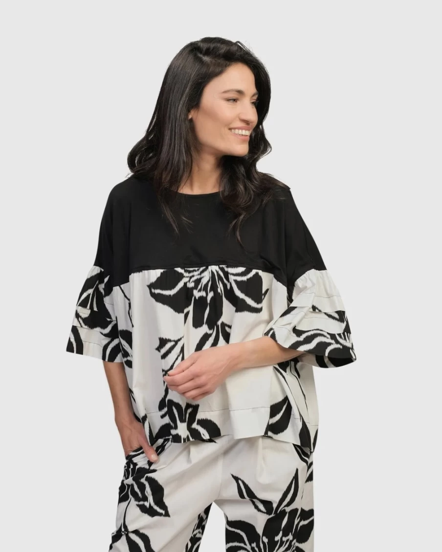 ALEMBIKA Women's Botanica Cha Cha Top - Floral Print Blouse for Women