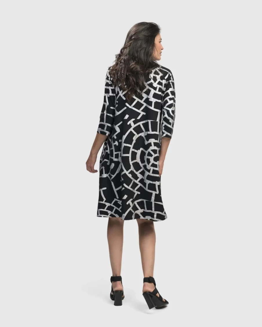 ALEMBIKA Women's Hypnotic Silver A-Line Dress for Elegant Evening Wear