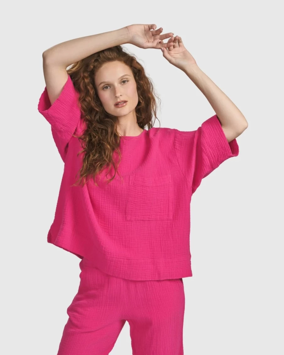ALEMBIKA Women's Fuchsia Recreation Tee - Comfortable Casual Short Sleeve T-Shirt
