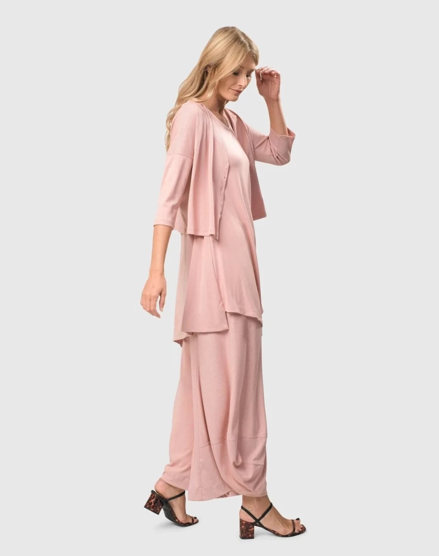 ALEMBIKA Women's Blush Essential Cupro Crop Cardigan - Lightweight Summer Knit Top