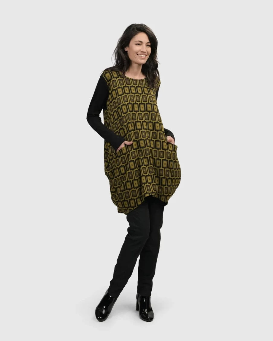 ALEMBIKA Women's Chartreuse Cocoon Tunic - Dynamite Days Boho Chic Top