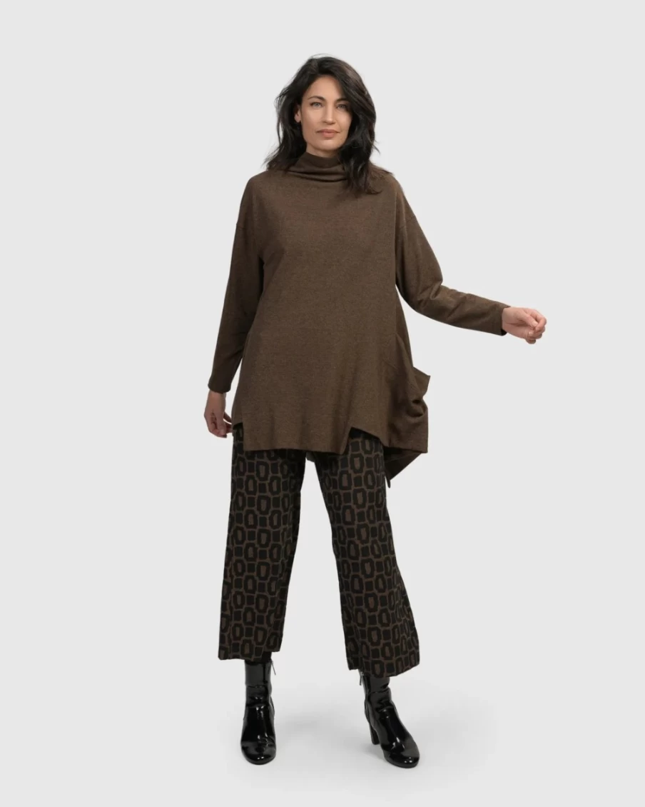ALEMBIKA Women's Straight Leg Pants - Dynamite Days Coffee Brown Casual Trousers