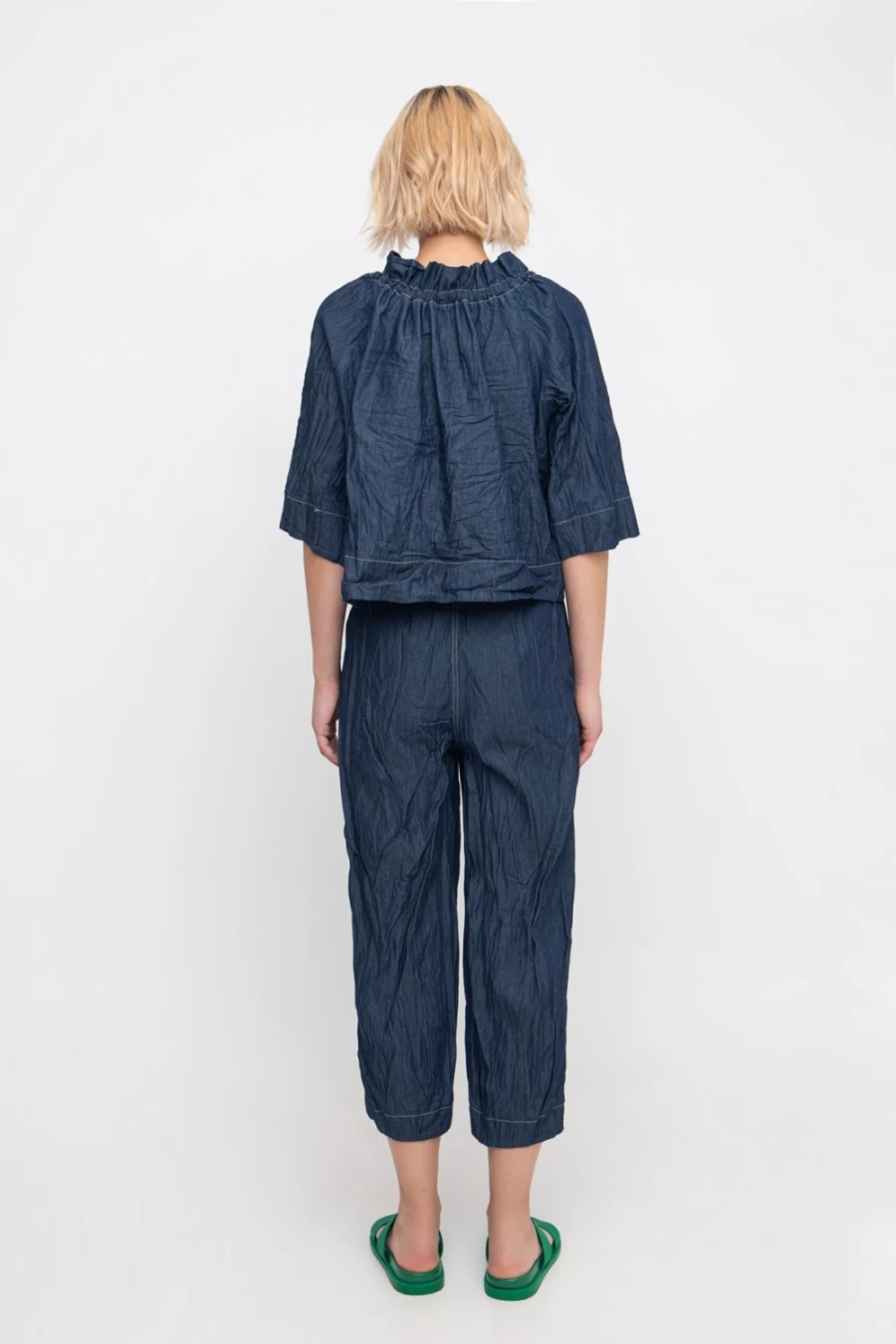ALEMBIKA Women's Ozai N Ku Crinkle Crop Denim Trousers