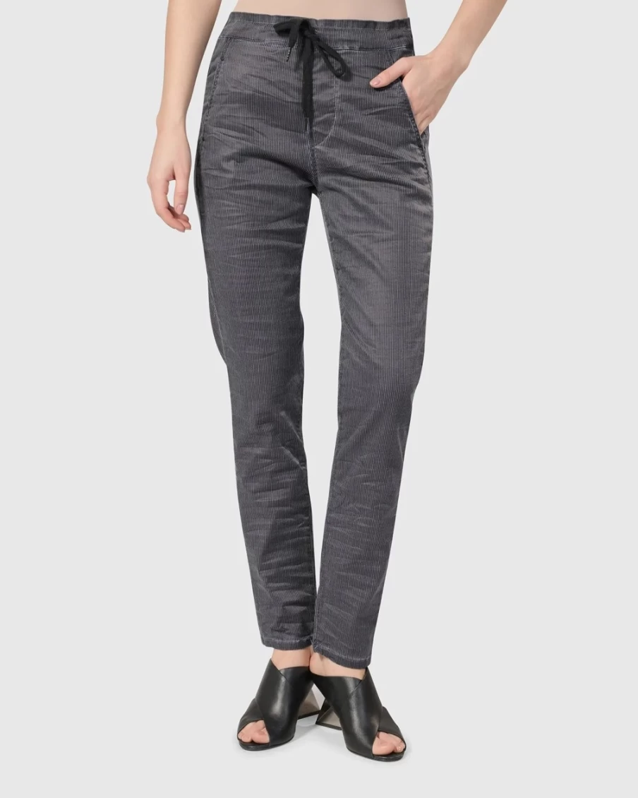 ALEMBIKA Women's Navy Pinstripe Stretch Jeans - Iconic Slim Fit Denim