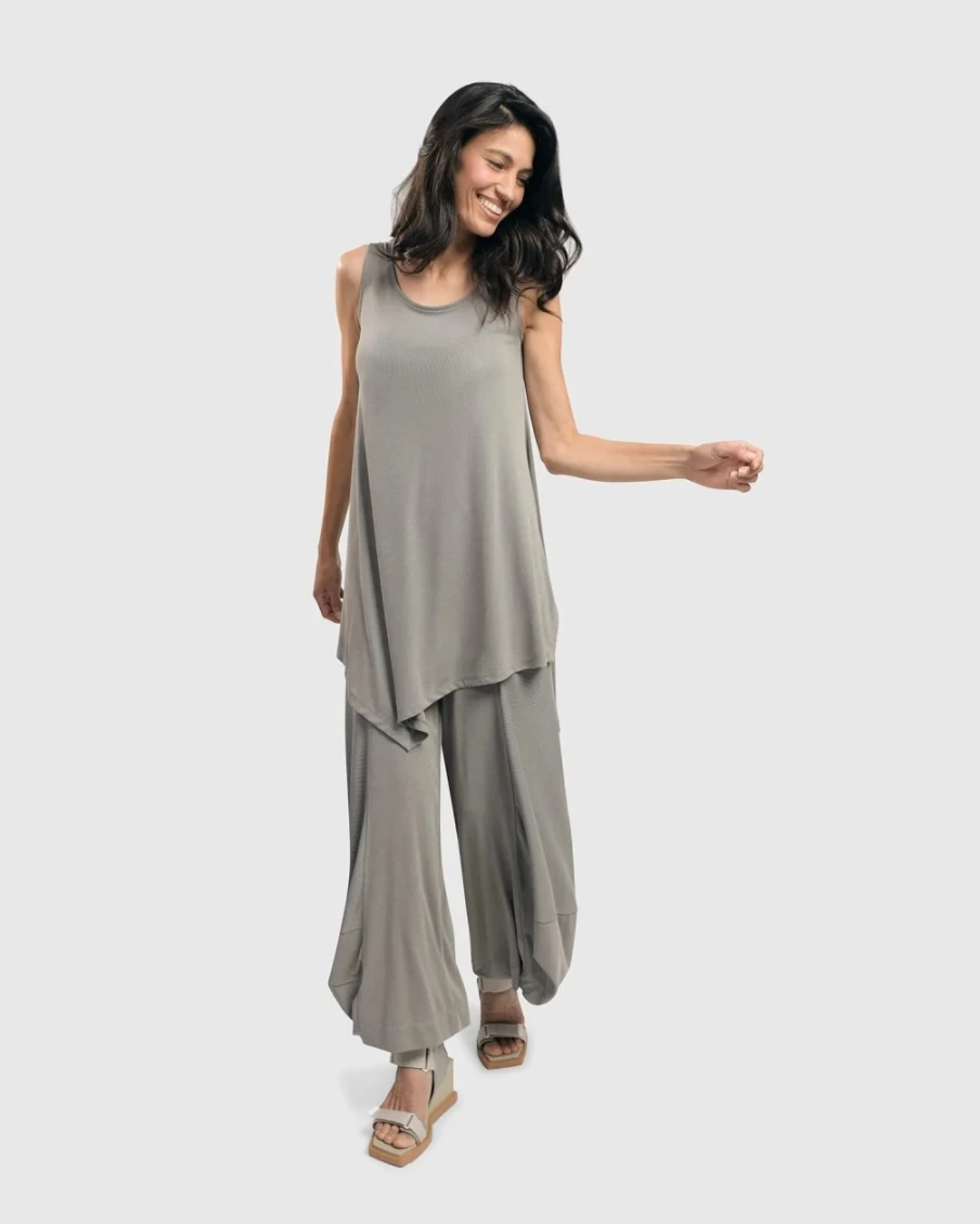ALEMBIKA Women's Essential Joy Sleeveless Tunic Top in Fog - Lightweight Casual Blouse
