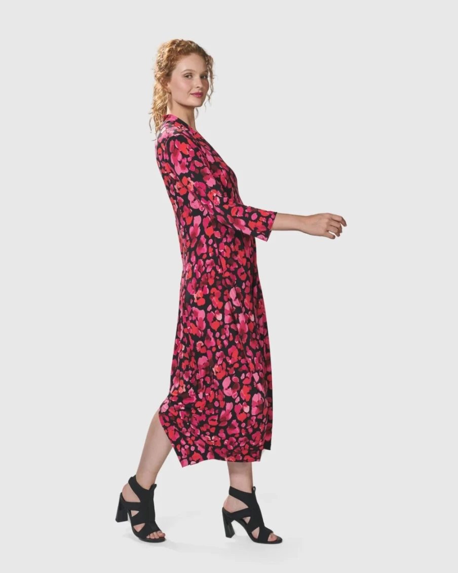 ALEMBIKA Women's Begonia Cocoon Dress with Petals Design - Elegant Floral Print Boho Chic Style