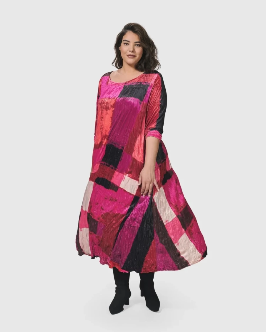 ALEMBIKA Women's Magenta Sunset Strip Maxi Dress - Boho Chic Beachwear & Evening Gown