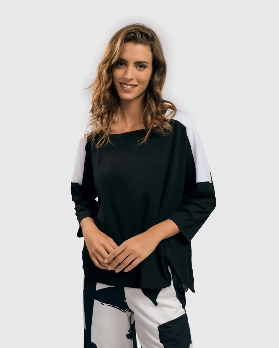 ALEMBIKA Women's Urban Emerson Top - Mono Black & White Stylish Blouse