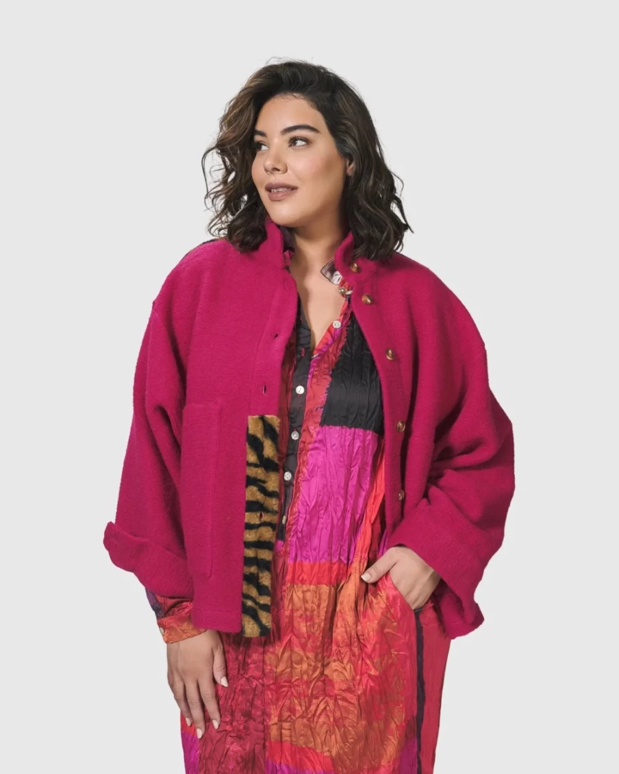 ALEMBIKA Women's Funkadelic Weekend Jacket in Fuchsia - Stylish Casual Outerwear