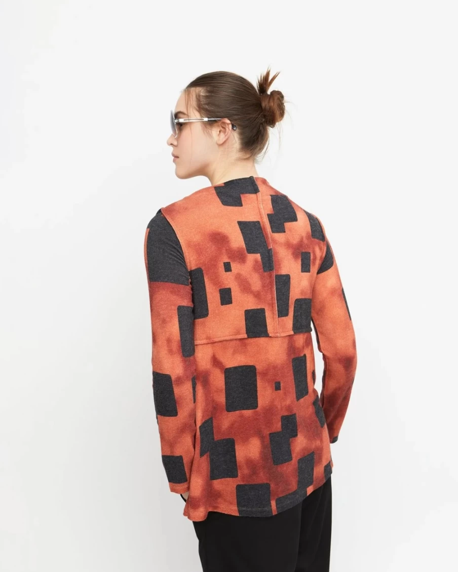 ALEMBIKA Women's Ozai N Ku Fanzine Artisan Top in Paprika - Handcrafted Bohemian Blouse