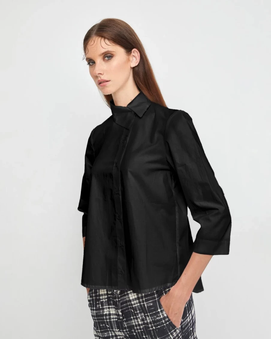 ALEMBIKA Women's Ozai N Ku B Sharp Black Button Down Shirt