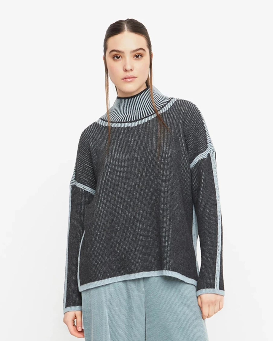ALEMBIKA Women's Ozai N Ku Inside Out Grey Sweater - Reversible Knit Pullover