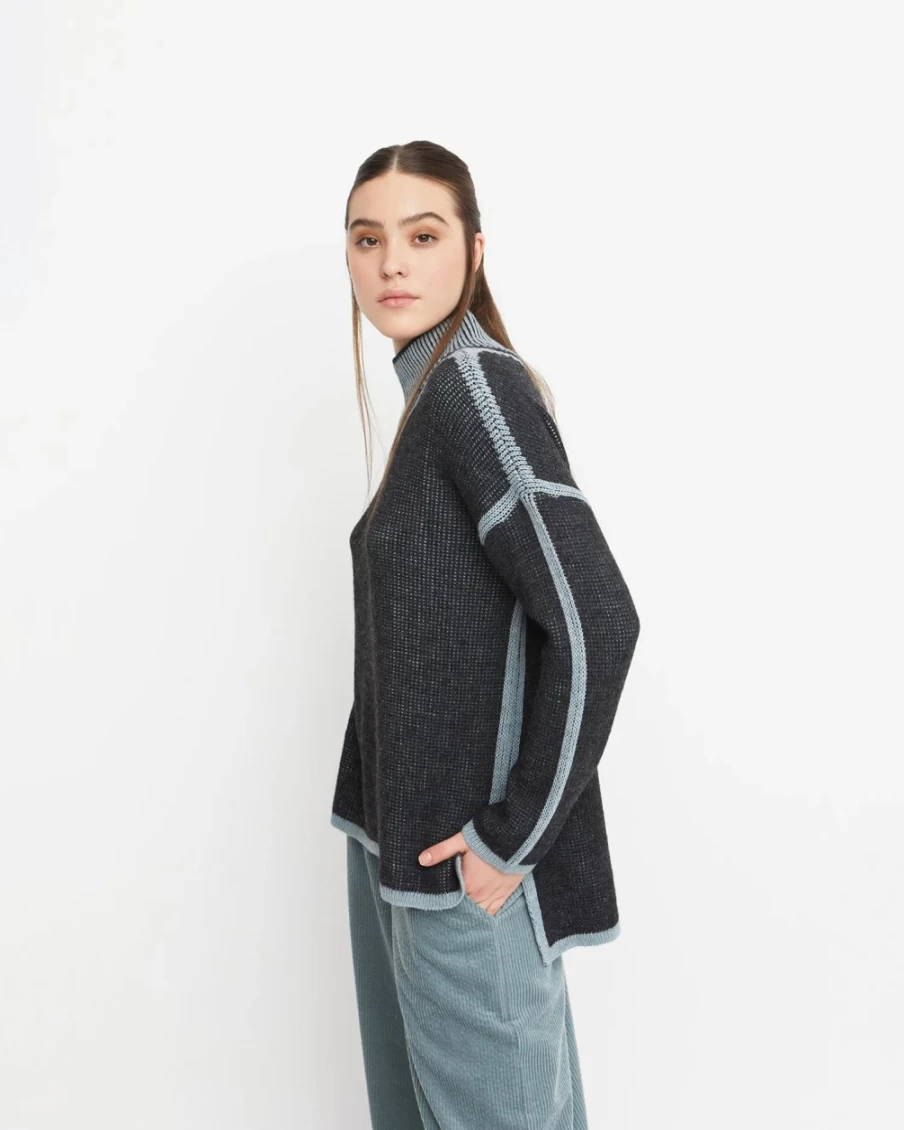 ALEMBIKA Women's Ozai N Ku Inside Out Grey Sweater - Reversible Knit Pullover