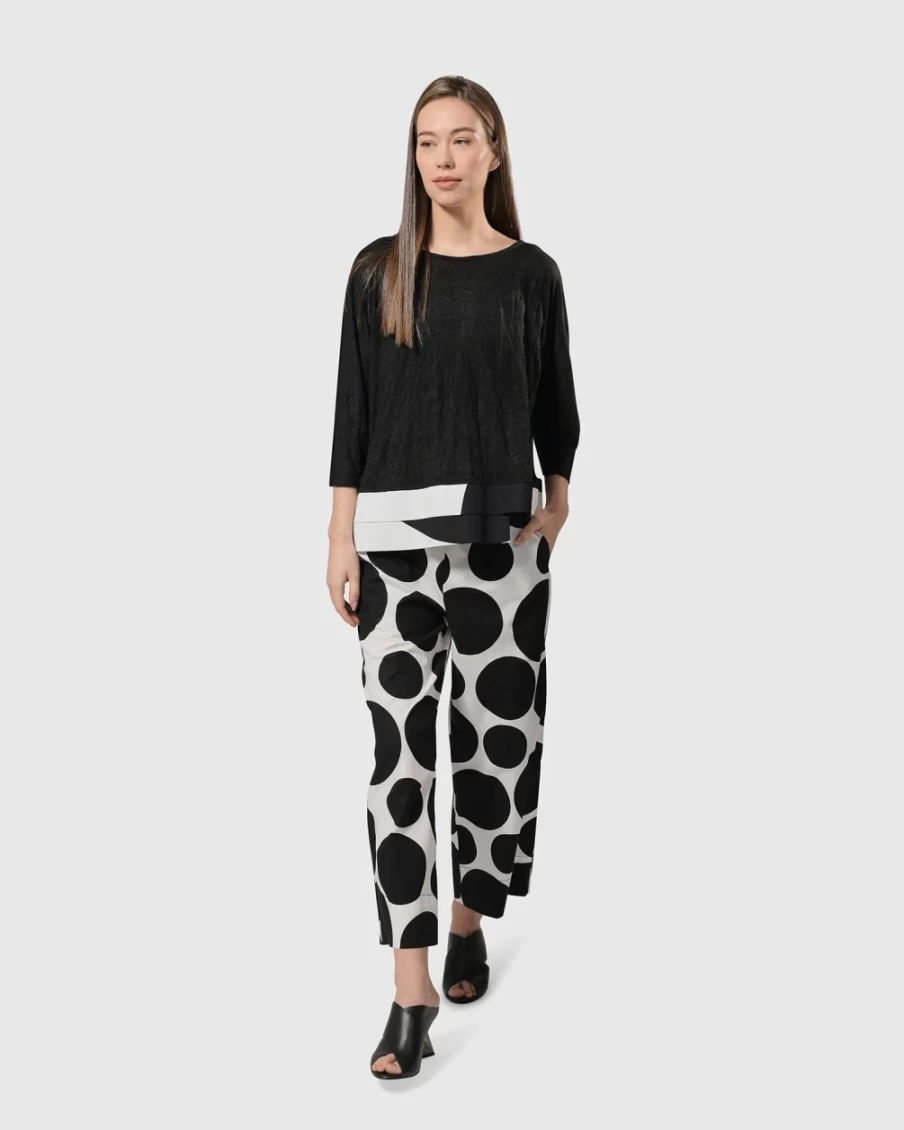 ALEMBIKA Women's Solo Cropped Pants with Bubbles Design - Stylish High-Waisted Trousers for Fashionable Outfits