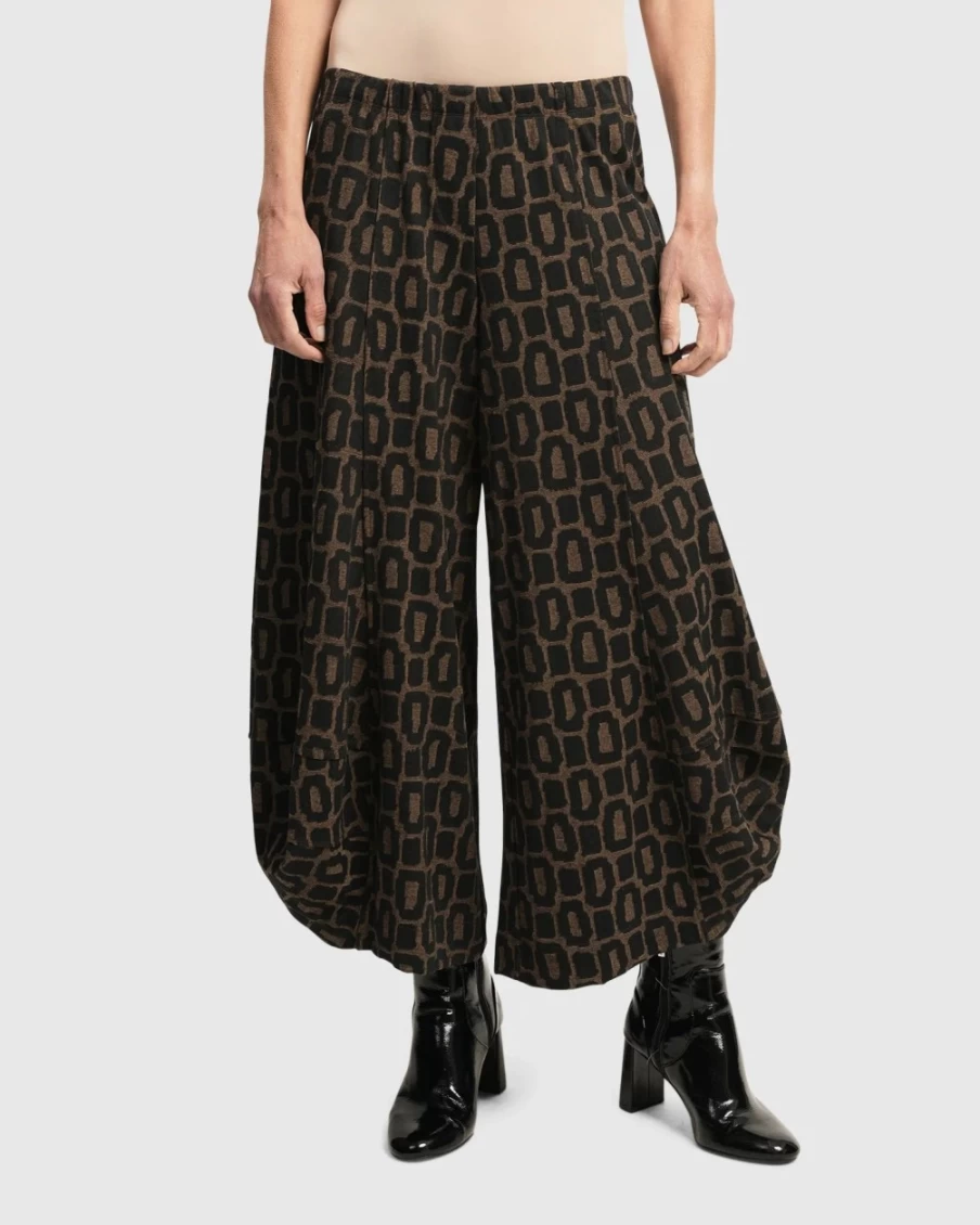 ALEMBIKA Women's Dynamite Days Punto Pants in Coffee - High Waisted Casual Trousers