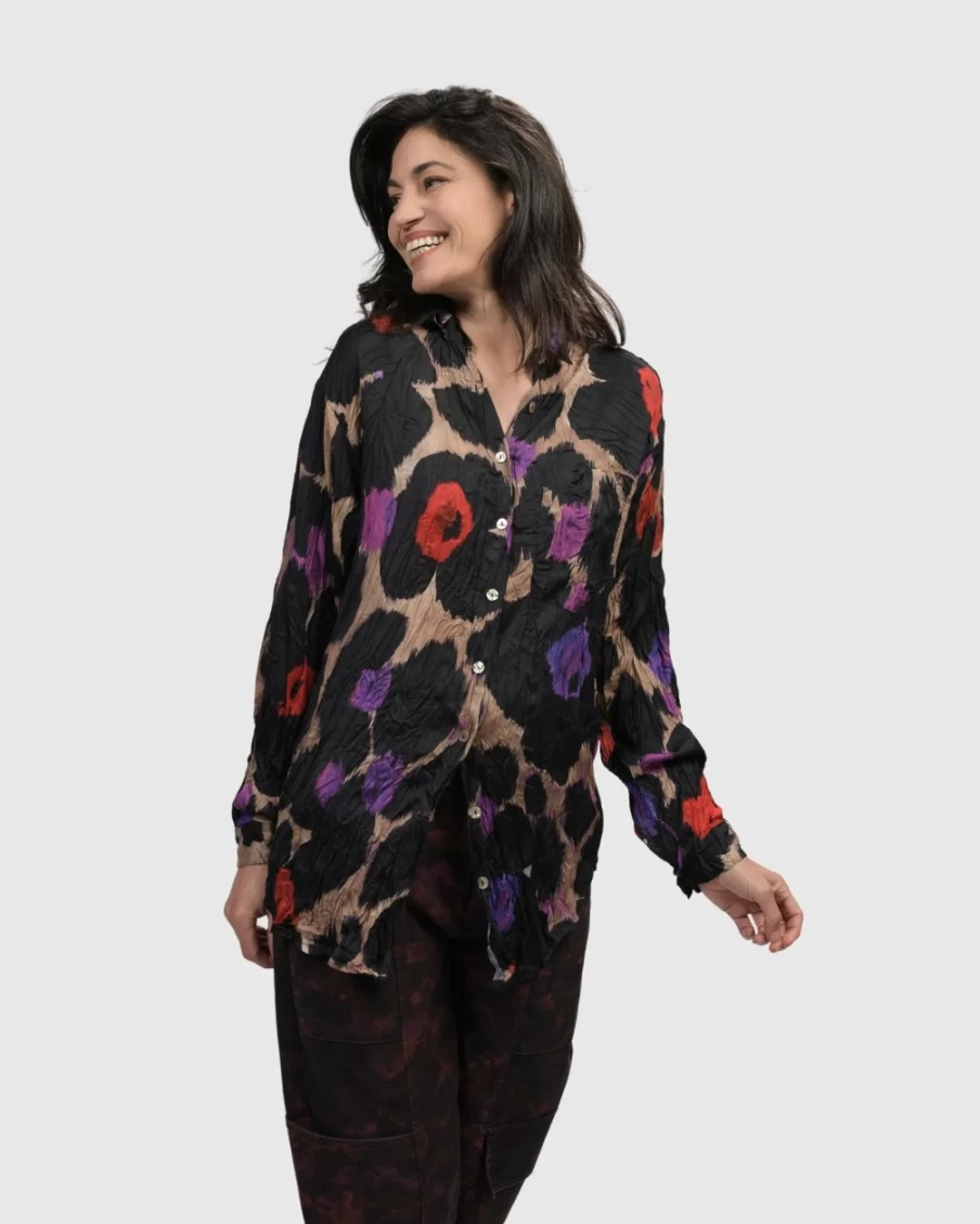 ALEMBIKA Women's Violet Cosmopolitan Button Down Shirt for Stylish Casual Wear
