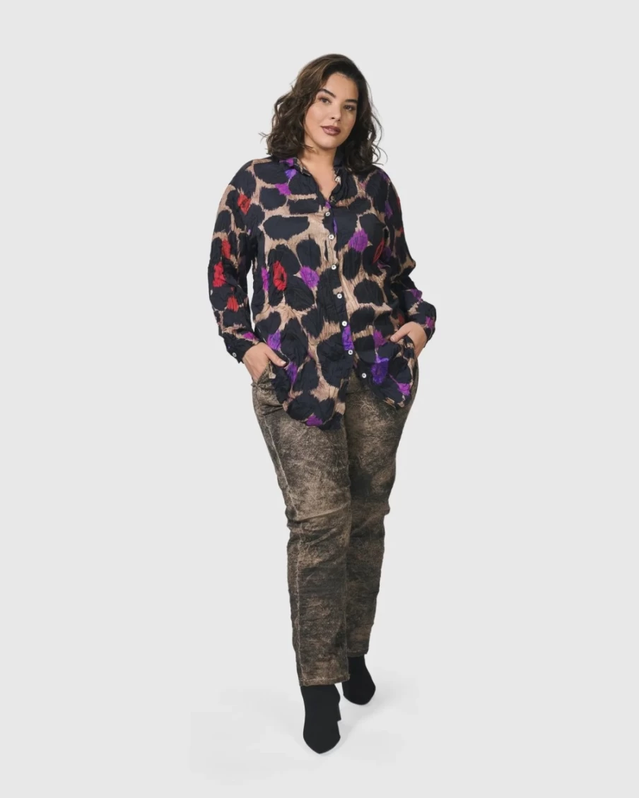 ALEMBIKA Women's Violet Cosmopolitan Button Down Shirt for Stylish Casual Wear