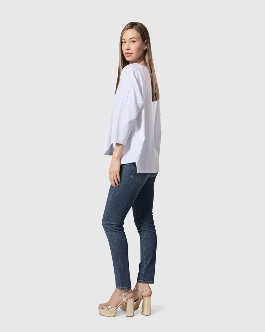 ALEMBIKA Women's Hip To Be Square Top in White - Stylish Square Neck Blouse