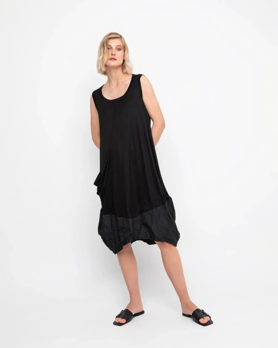 ALEMBIKA Women's Ozai N Ku Black Parachute Dress - Elegant Flowy Boho Style