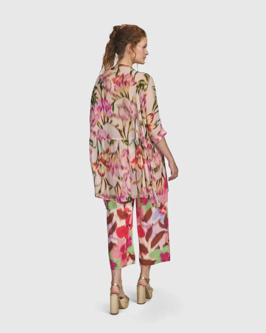 ALEMBIKA Women's Blush Cherry Blossom Floral Tunic Top for Spring Summer