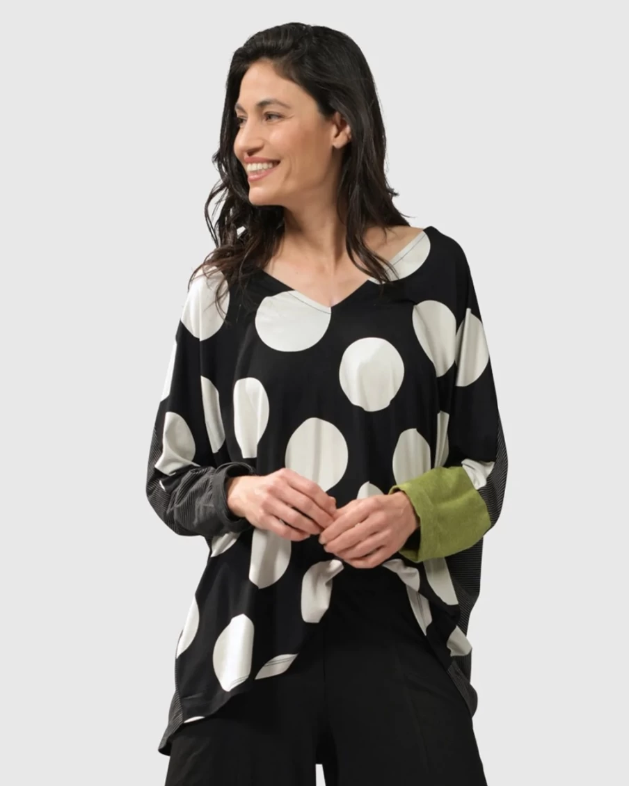 ALEMBIKA Women's Minnie Swing V-Neck Top - Flowy Casual Blouse for Women