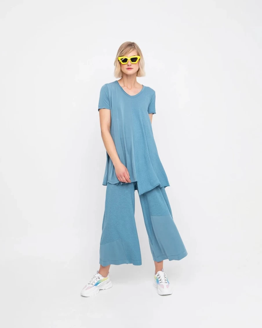ALEMBIKA Women's Ozai N Ku High-Waisted Cropped Wide Leg Pants in Azure - Comfortable & Stylish Trousers