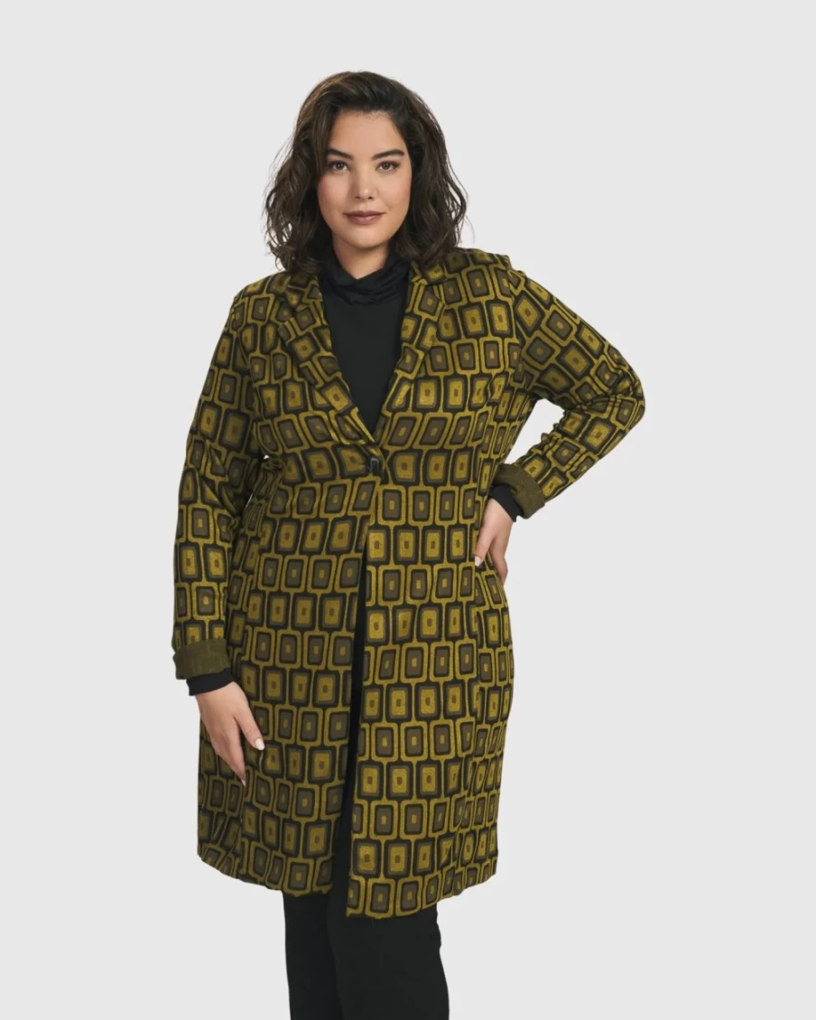 ALEMBIKA Women's Chartreuse Dynamite Days Duster Coat | Long Lightweight Trench Coat