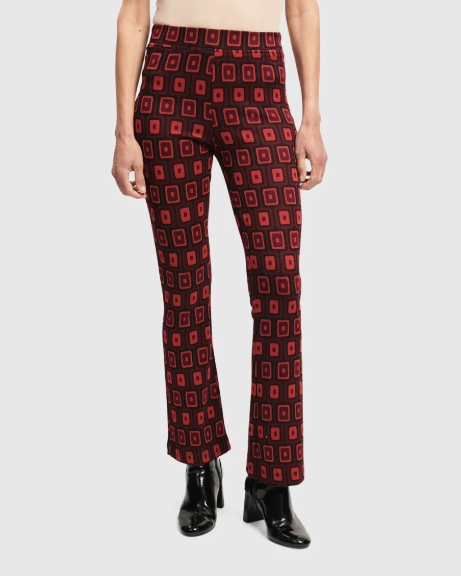 ALEMBIKA Women's Red Dynamite Days Flare Bell Bottom Pants for Retro Fashion